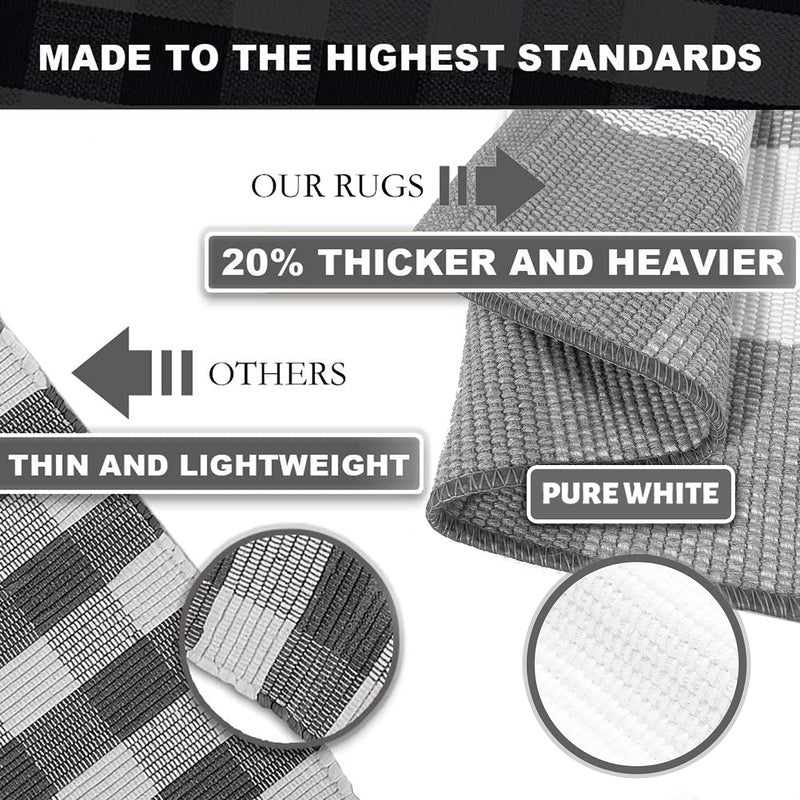 KOZYFLY Buffalo Plaid Area Rug 4 x 6 Ft Gray and White Checkered Rug Washable Outdoor Rugs Cotton Rugs for Bedroom Front Door Mat Carpet for Front Porch Living Room Dining Room Kitchen - Image 4